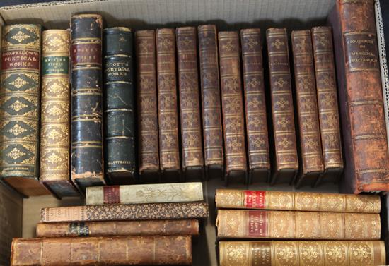 Two boxes of leather bound books
